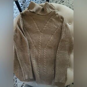 Roz & Ali Taupe Cowl Neck Sweater